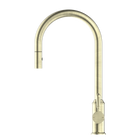 York Pull Out Sink Mixer With Vegie Spray Function With Metal Lever Aged Brass
