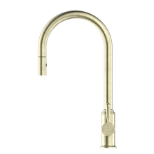 York Pull Out Sink Mixer With Vegie Spray Function With Metal Lever Aged Brass