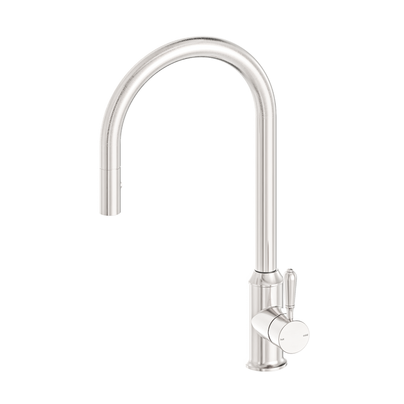 York Pull Out Sink Mixer With Vegie Spray Function With Metal Lever Brushed Nickel
