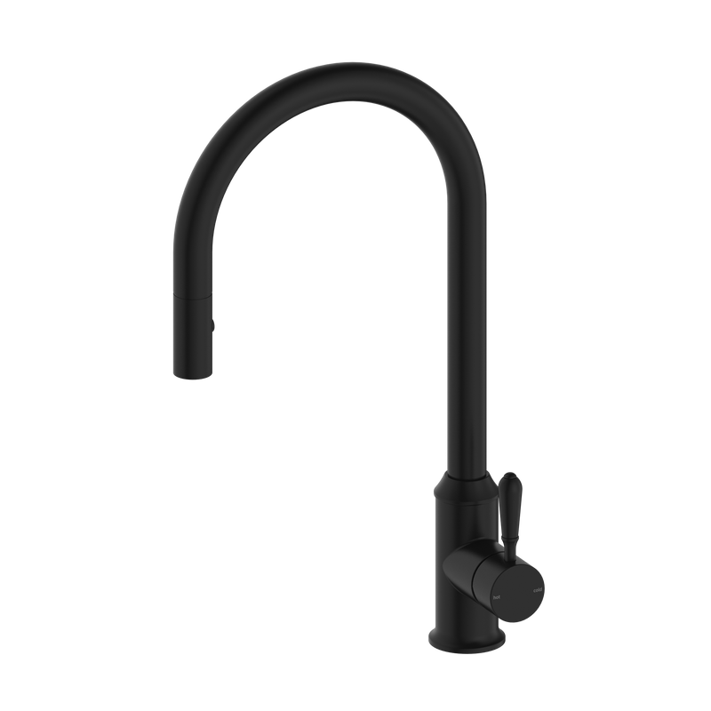 York Pull Out Sink Mixer With Vegie Spray Function With Metal Lever Matte Black