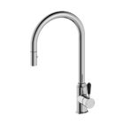 York Pull Out Sink Mixer With Vegie Spray Function With Black Porcelain Lever Chrome