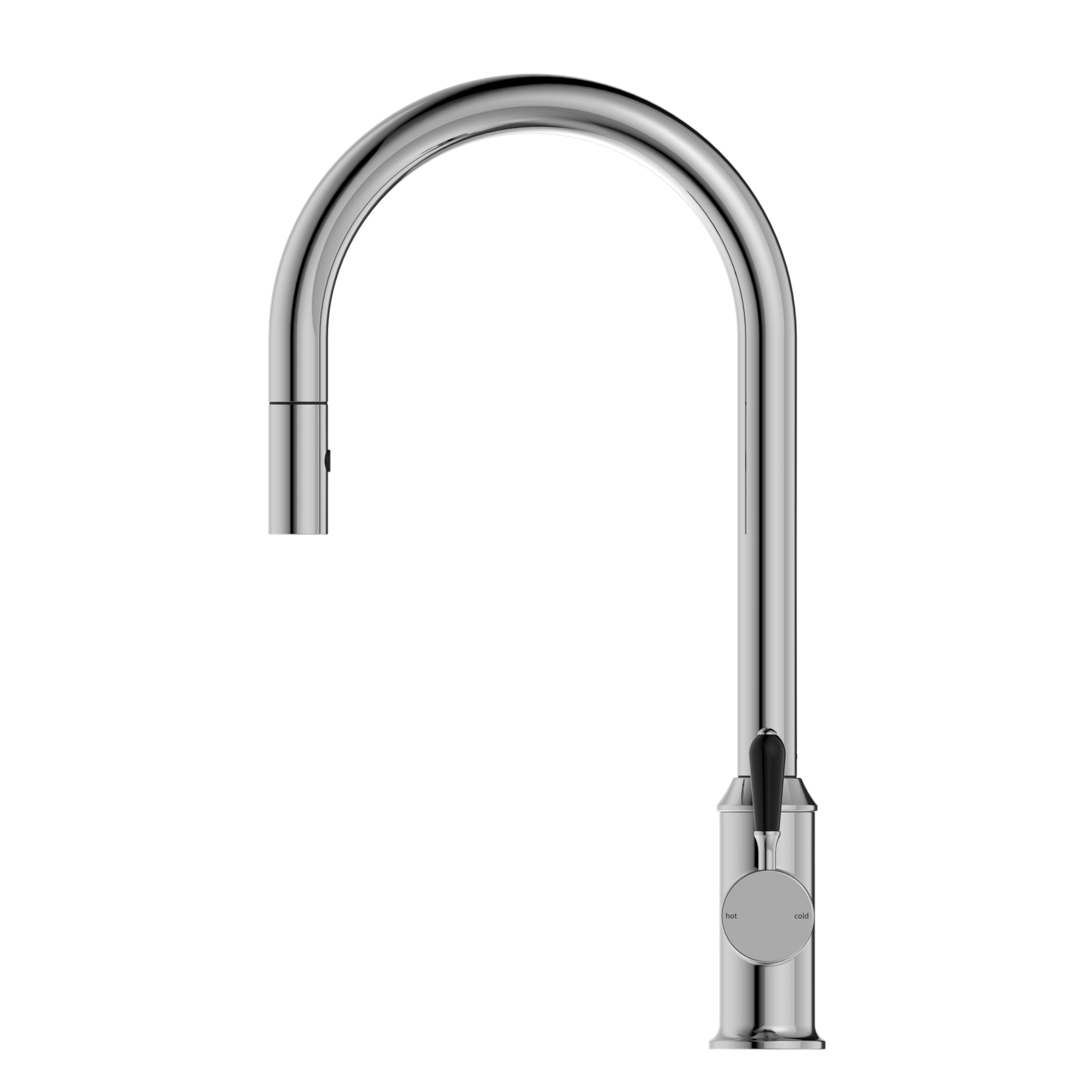 York Pull Out Sink Mixer With Vegie Spray Function With Black Porcelain Lever Chrome
