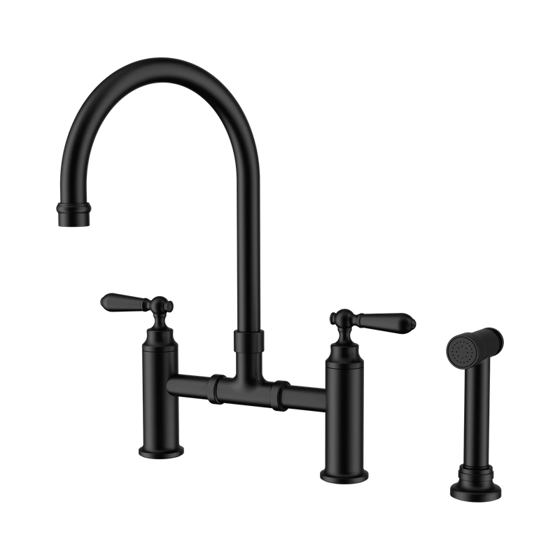 York Bridge Kitchen Set With Hand Spray Matte Black
