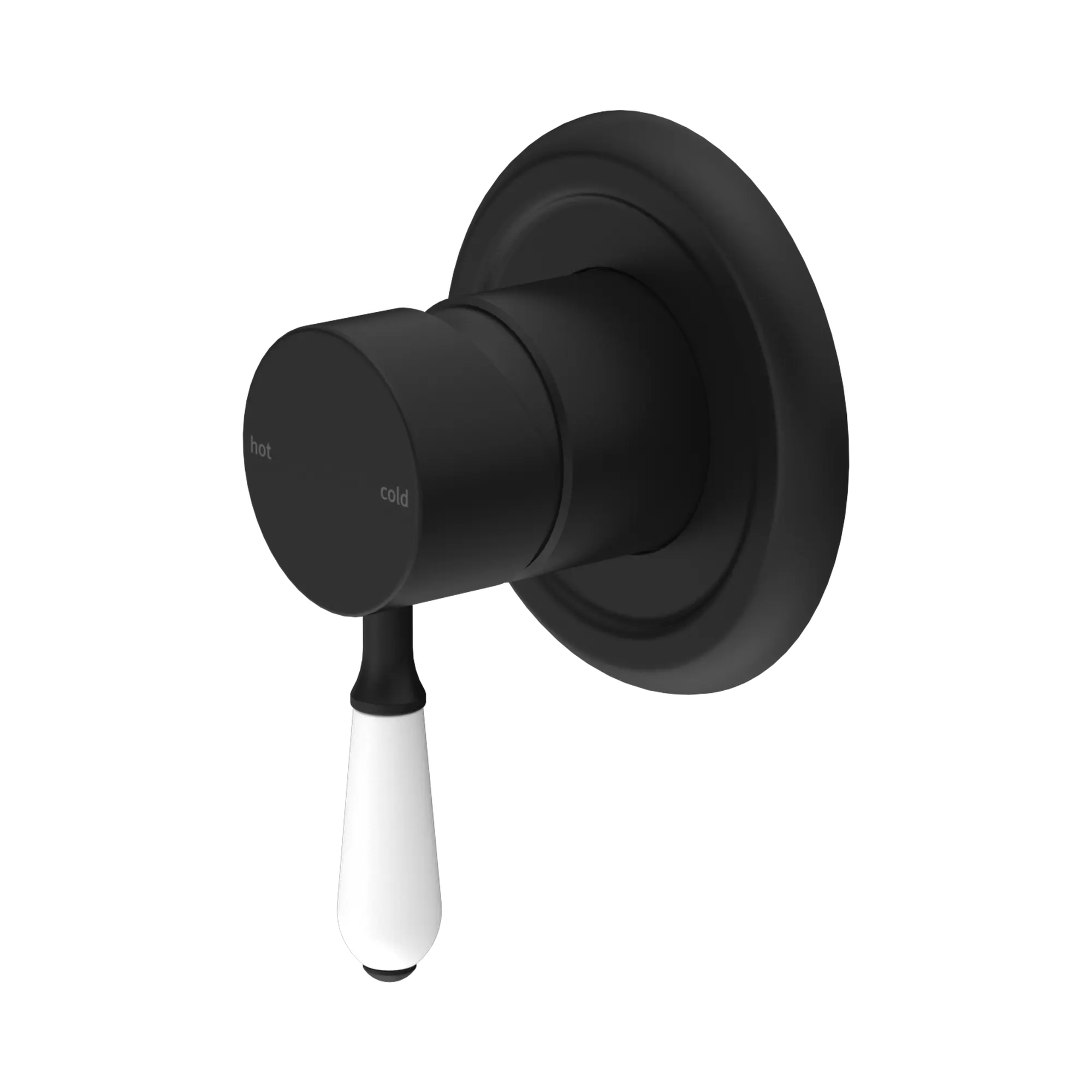 York Shower Mixer With White Porcelain Lever Matte Black