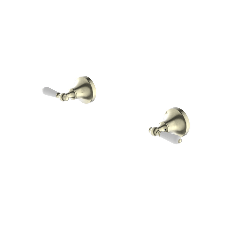 York Wall Top Assemblies With White Porcelain Lever Aged Brass