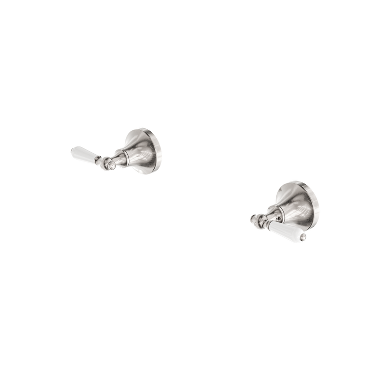 York Wall Top Assemblies With White Porcelain Lever Brushed Nickel
