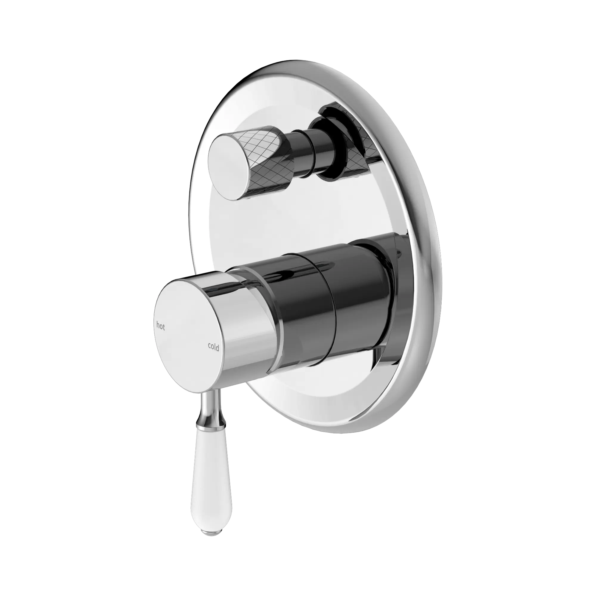 York Shower Mixer With Diverter With White Porcelain Lever Chrome