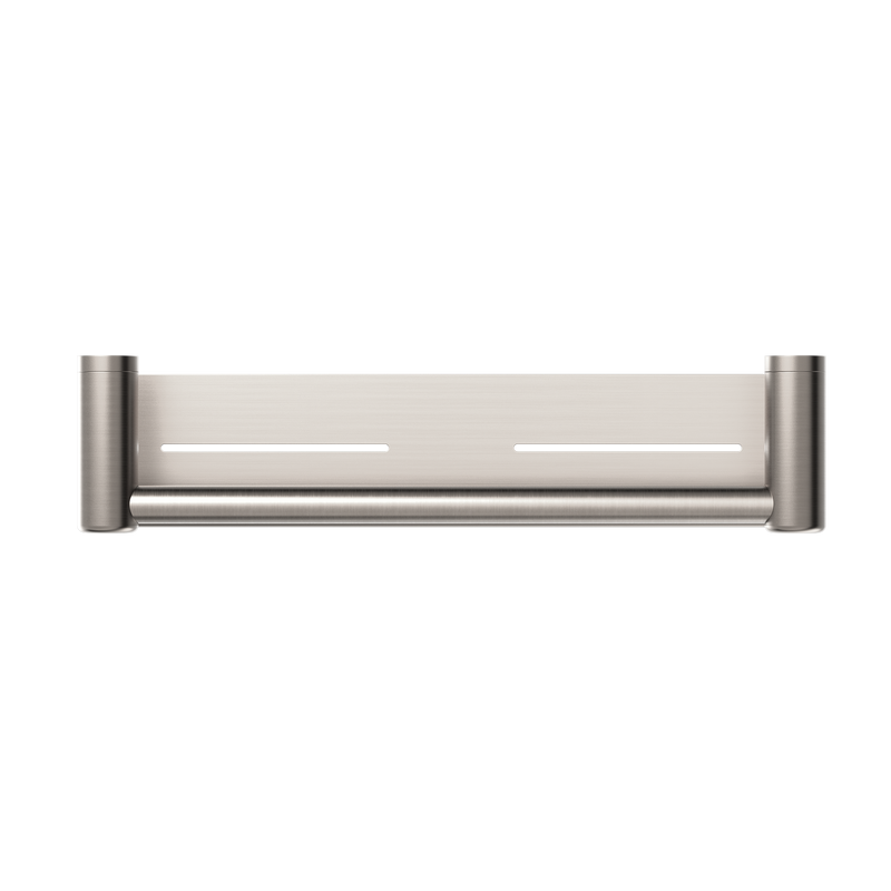 Mecca Care 25mm Grab Rail With Shelf 450mm Brushed Nickel