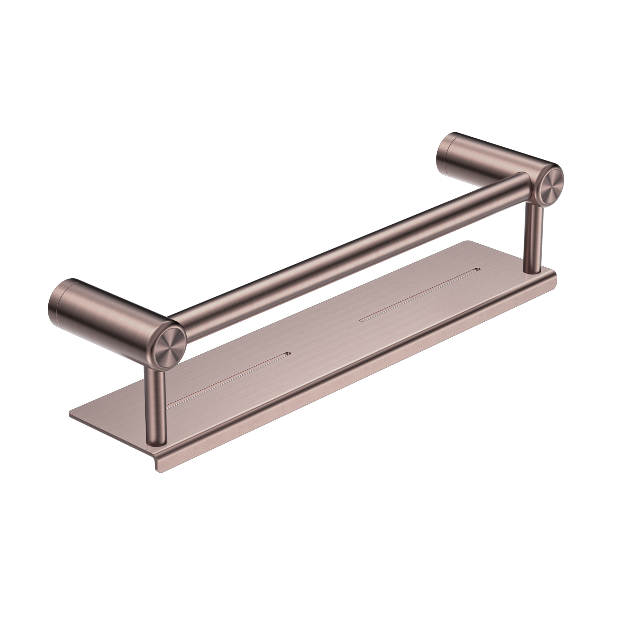 Mecca Care 25mm Grab Rail With Shelf 450mm Brushed Bronze