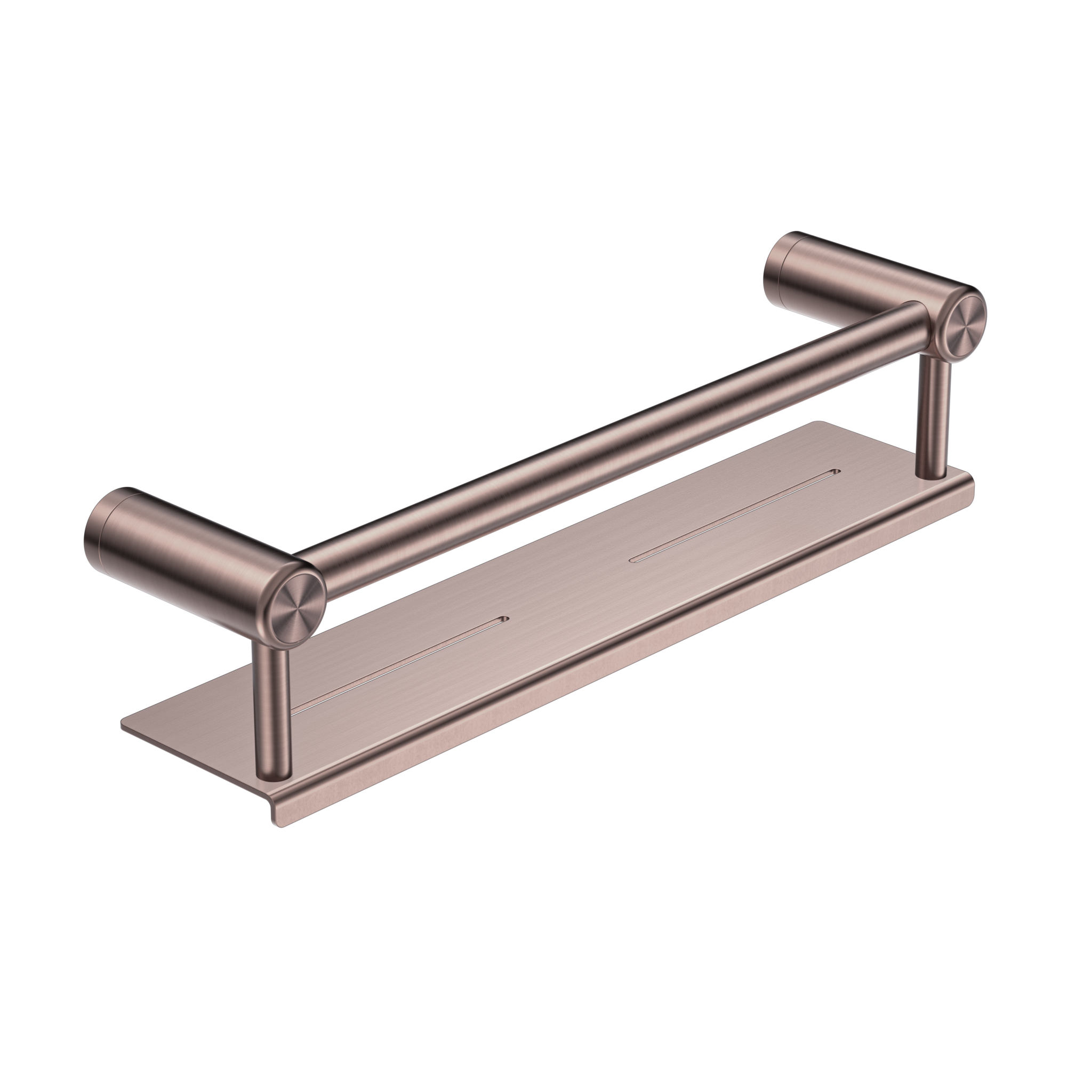 Mecca Care 25mm Grab Rail With Shelf 450mm Brushed Bronze