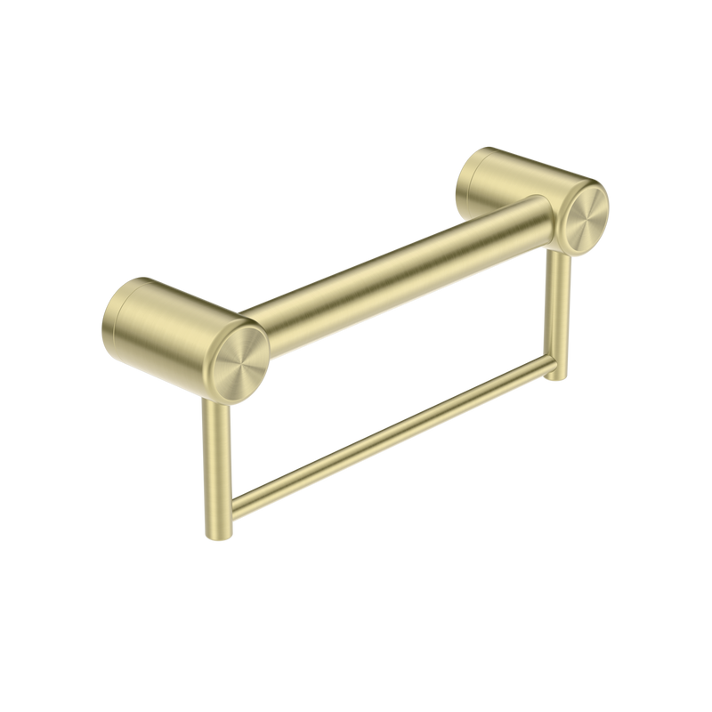 Mecca Care 32mm Grab Rail With Towel Holder 300mm Brushed Gold