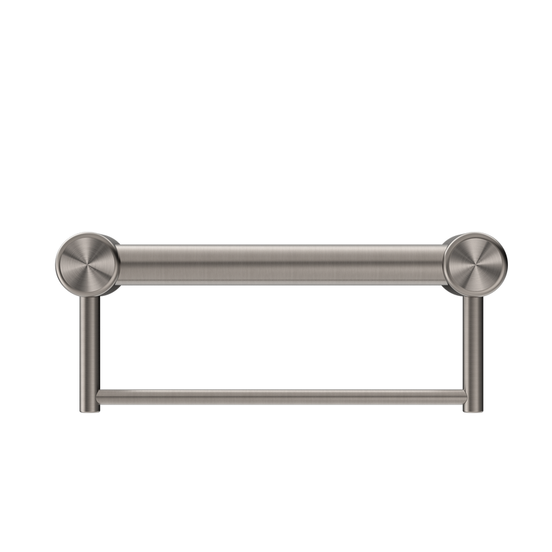Mecca Care 32mm Grab Rail With Towel Holder 300mm Brushed Nickel