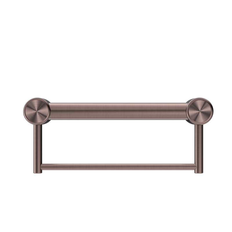 Mecca Care 32mm Grab Rail With Towel Holder 300mm Brushed Bronze