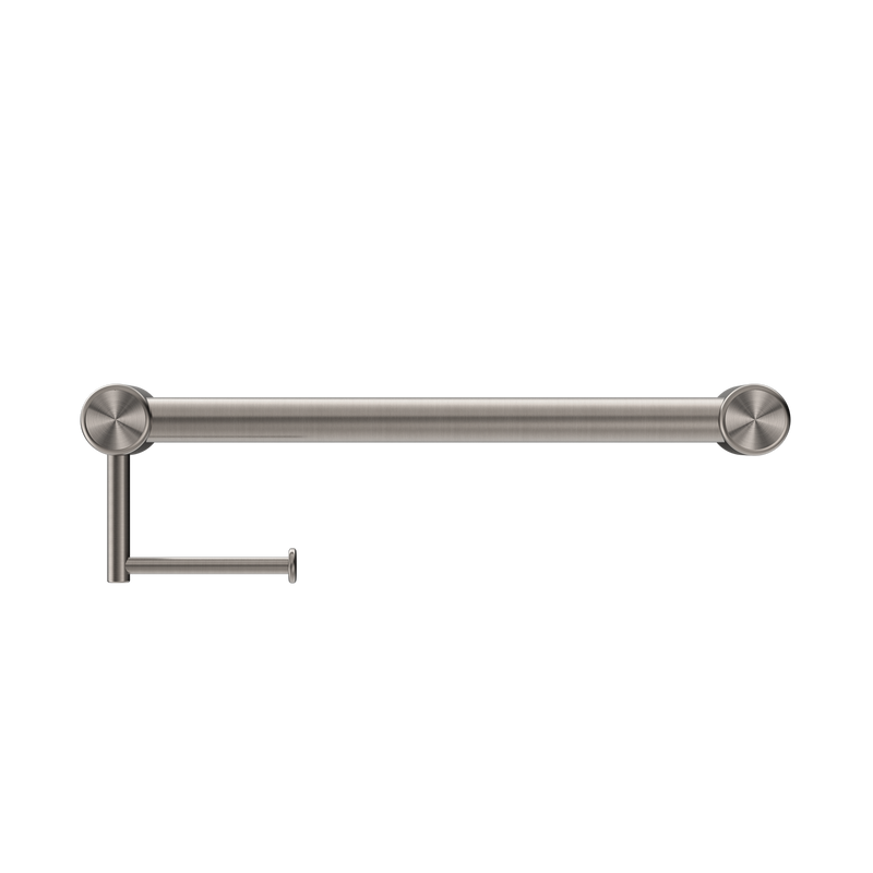 Mecca Care 32mm Grab Rail With Toilet Roll Holder 450mm Brushed Nickel