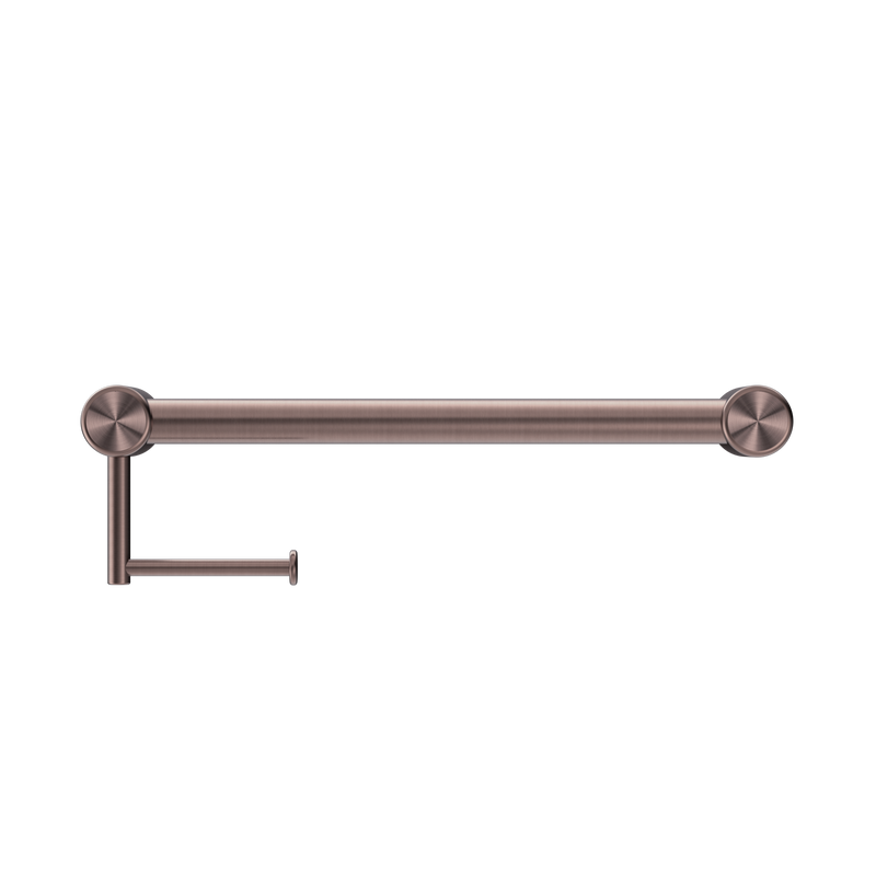 Mecca Care 32mm Grab Rail With Toilet Roll Holder 450mm Brushed Bronze
