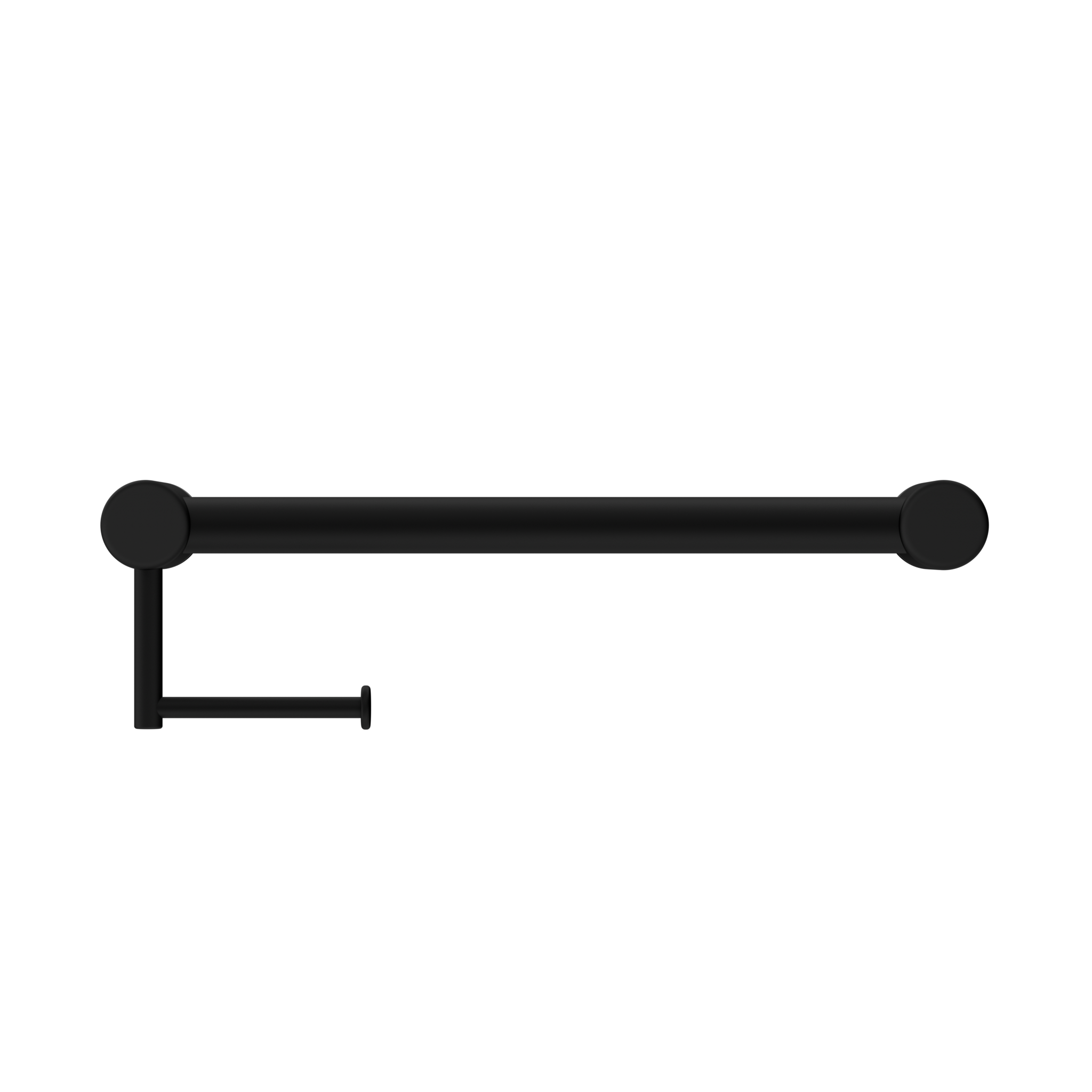 Mecca Care 32mm Grab Rail With Toilet Roll Holder 450mm Matte Black