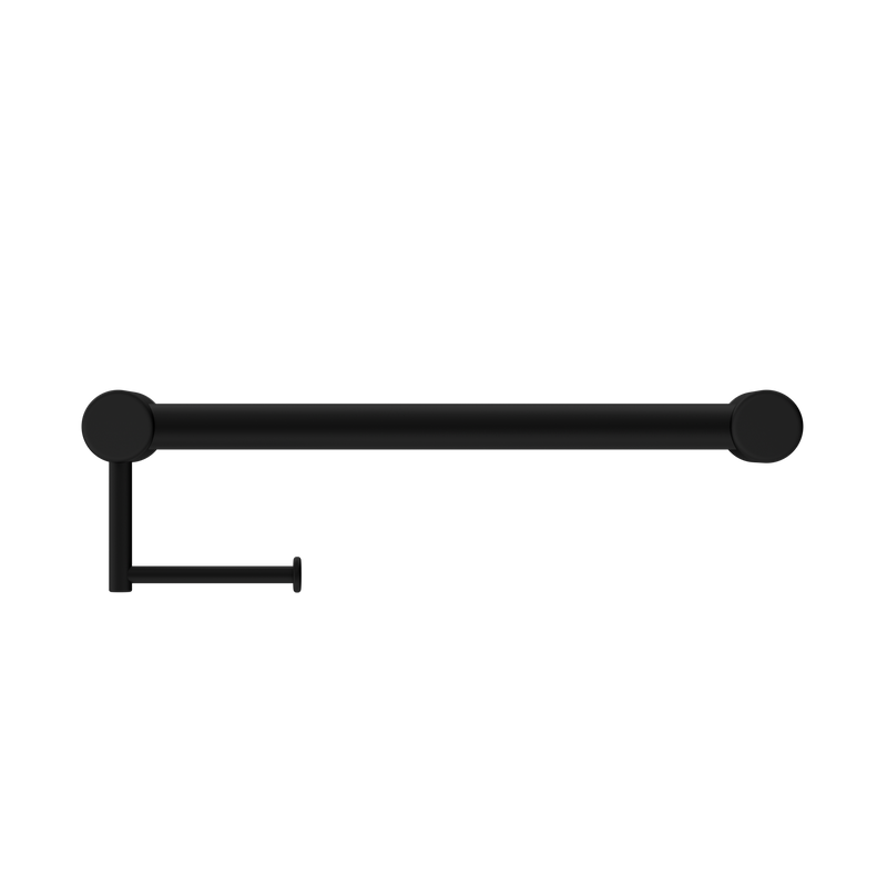 Mecca Care 32mm Grab Rail With Toilet Roll Holder 450mm Matte Black