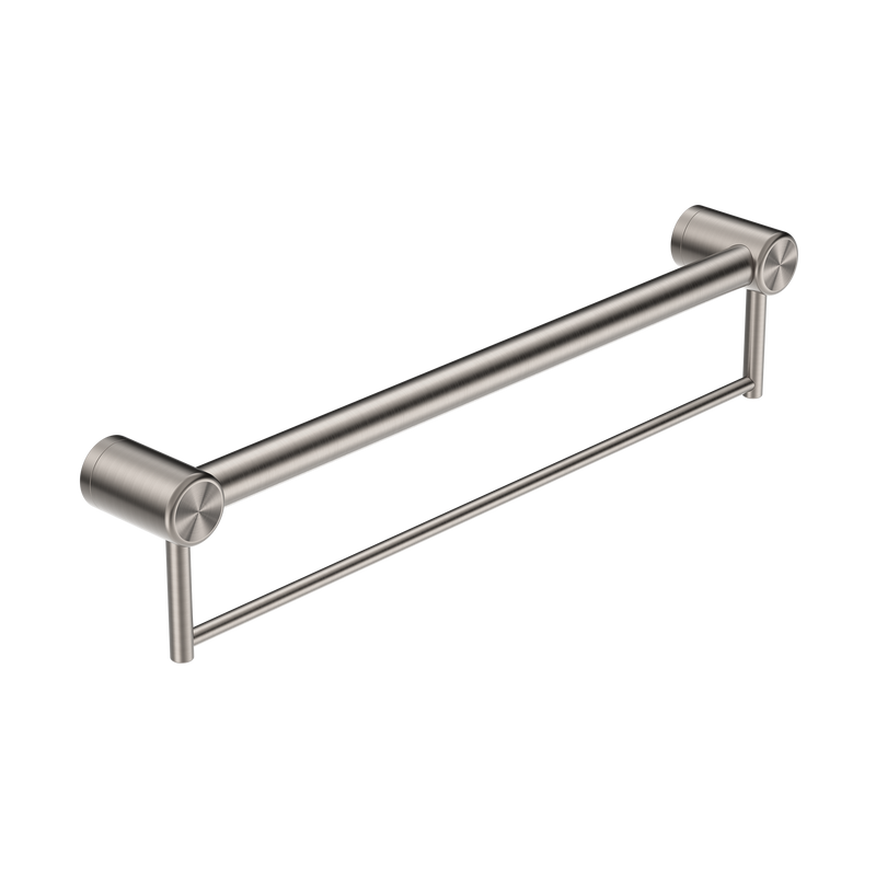 Mecca Care 32mm Grab Rail With Towel Holder 600mm Brushed Nickel