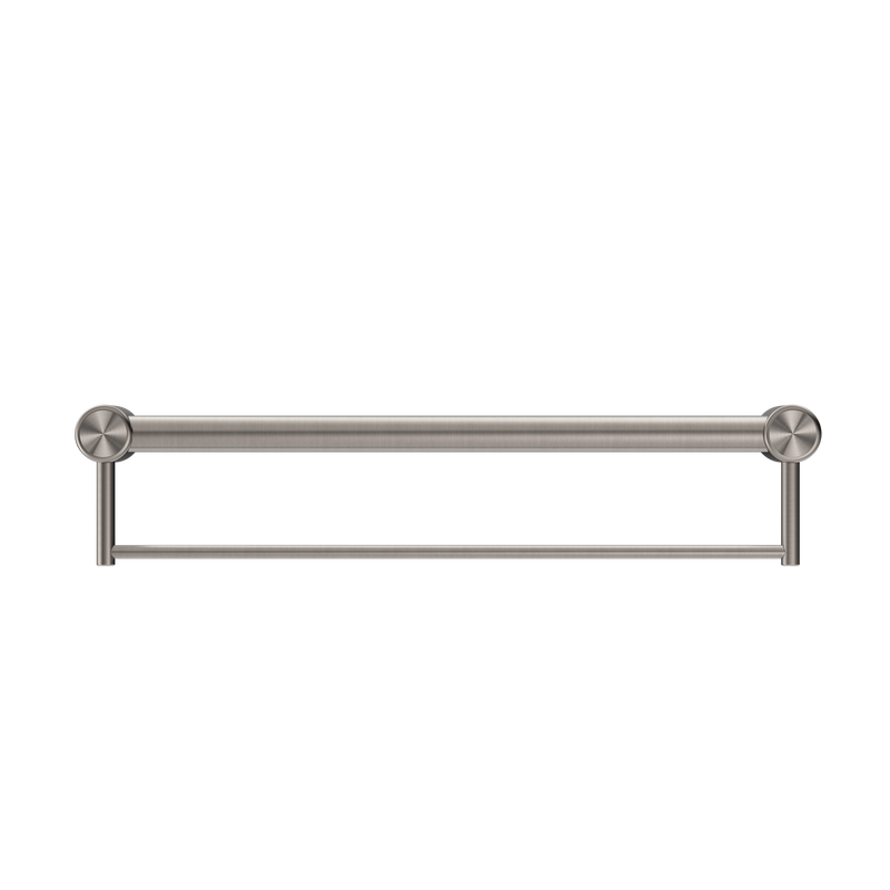 Mecca Care 32mm Grab Rail With Towel Holder 600mm Brushed Nickel