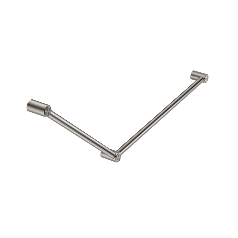 Mecca Care 32mm DDA Accessible Toilet Grab Rail Set 45 Degree 750X900mm Brushed Nickel