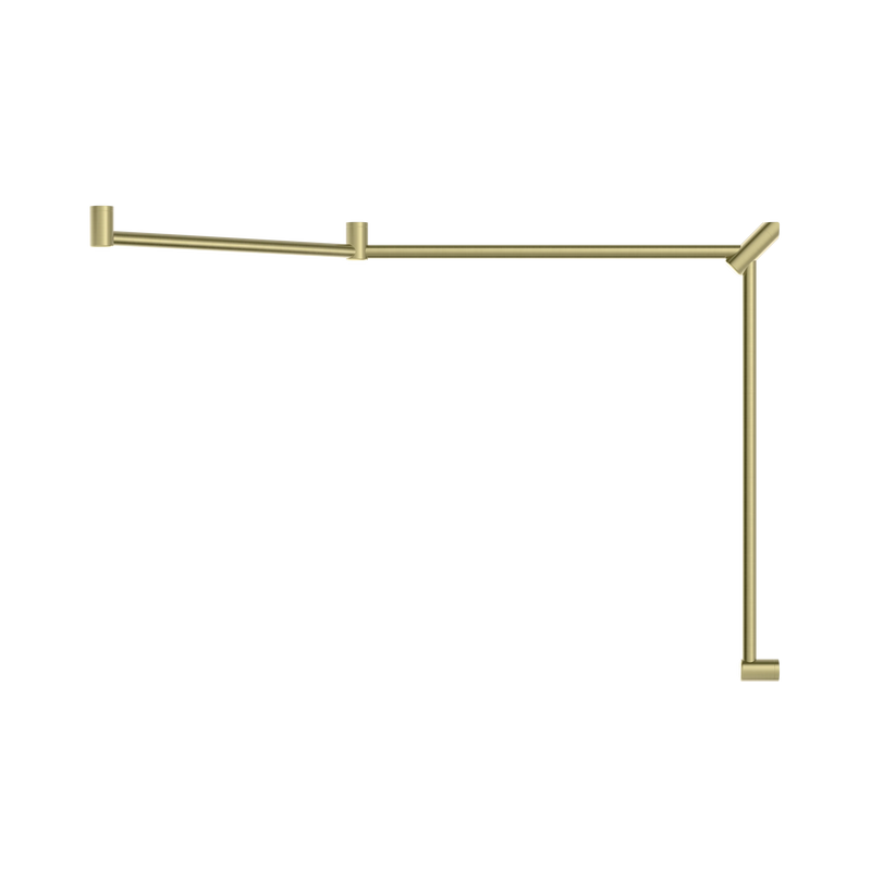 Mecca Care 32mm DDA Accessible Toilet Grab Rail Set 45 Degree Continuous 750X965X1025mm Brushed Gold
