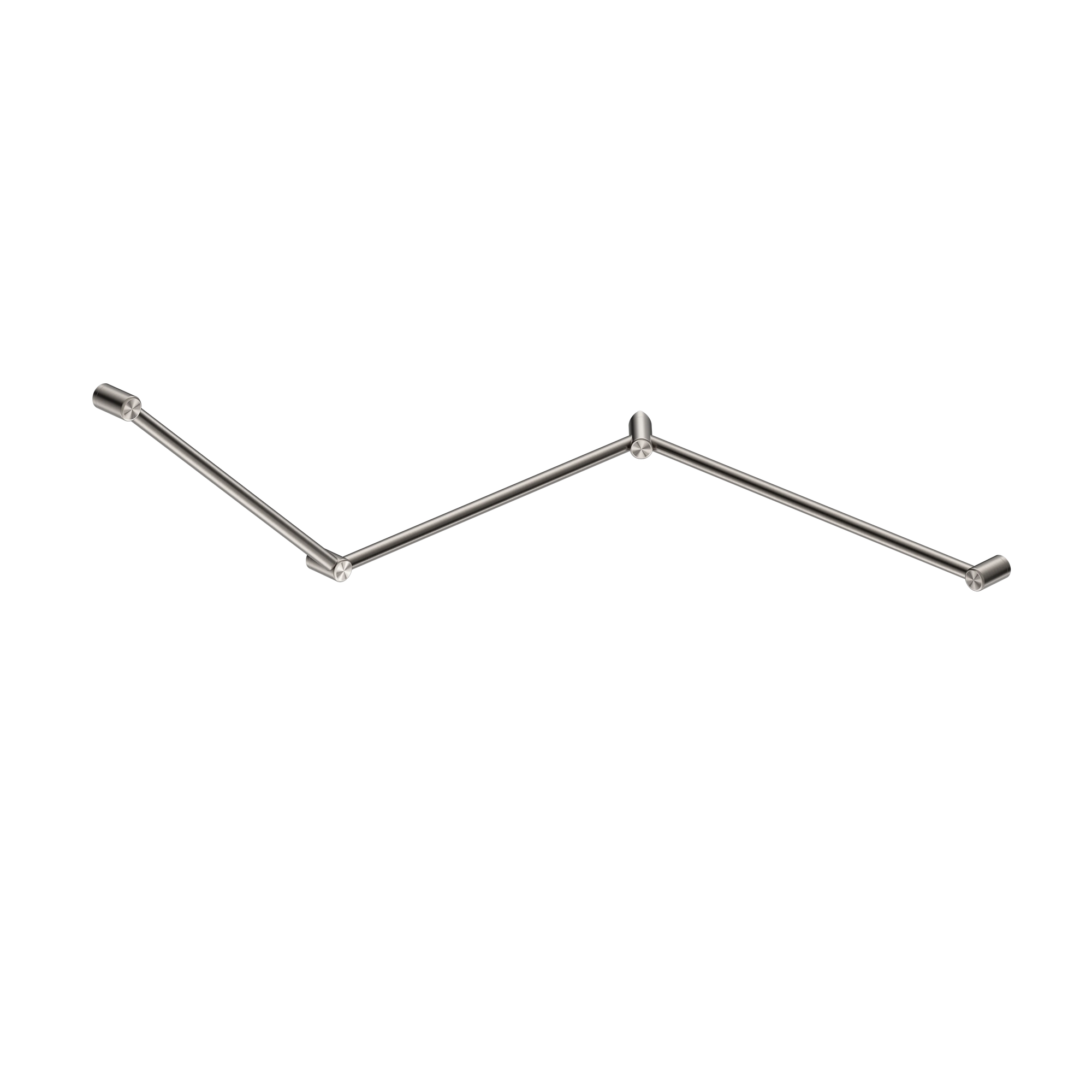 Mecca Care 32mm DDA Accessible Toilet Grab Rail Set 45 Degree Continuous 750X965X1025mm Brushed Nickel