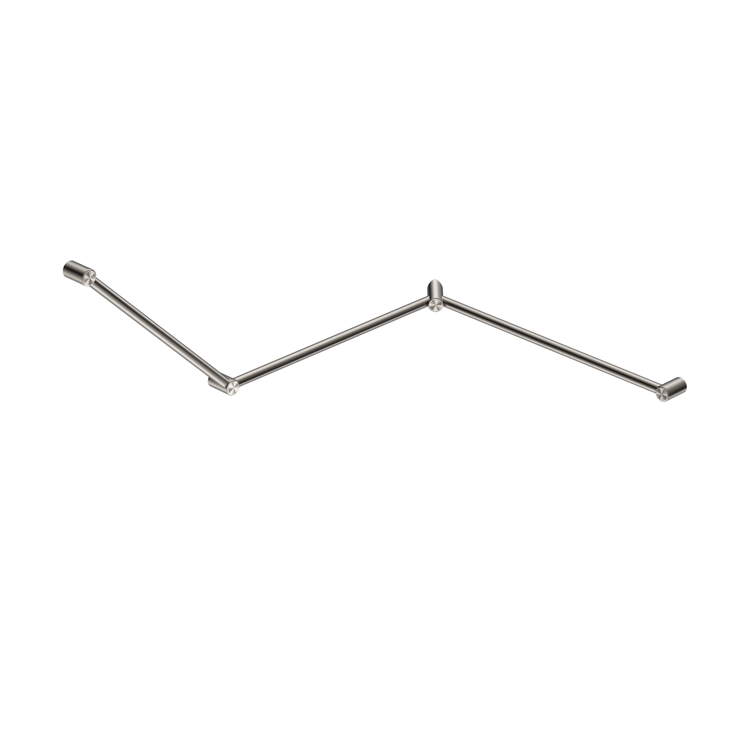 Mecca Care 32mm DDA Accessible Toilet Grab Rail Set 45 Degree Continuous 750X965X1025mm Brushed Nickel