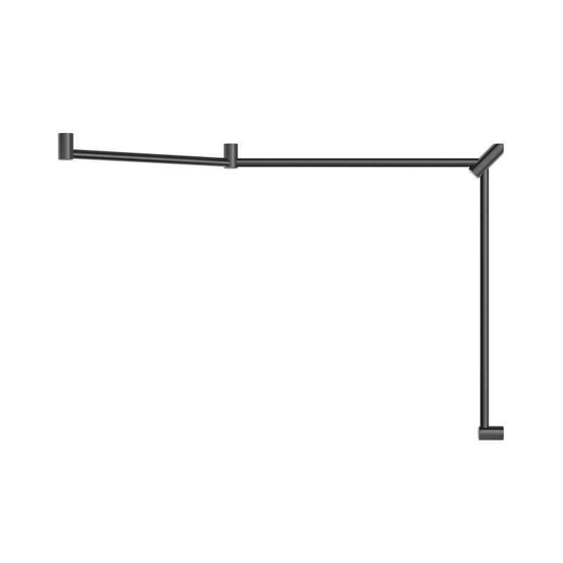 Mecca Care 32mm DDA Accessible Toilet Grab Rail Set 45 Degree Continuous 750X965X1025mm Gun Metal