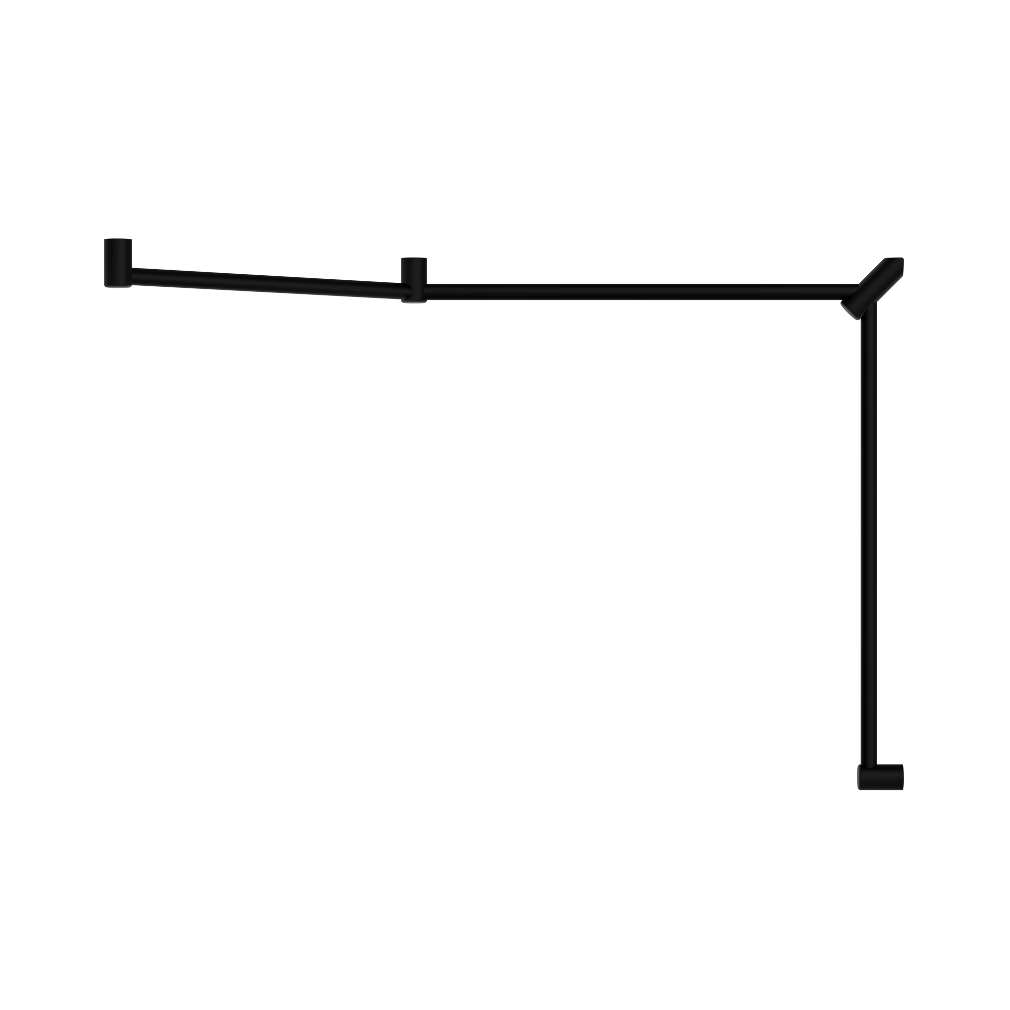 Mecca Care 32mm DDA Accessible Toilet Grab Rail Set 45 Degree Continuous 750X965X1025mm Matte Black