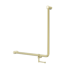 Mecca Care 32mm 90 Degree NZ4121 Accessible Toilet Grab Rail 750X750mm With Toilet Roll Holder Brushed Gold