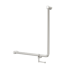 Mecca Care 32mm 90 Degree NZ4121 Accessible Toilet Grab Rail 750X750mm With Toilet Roll Holder Brushed Nickel