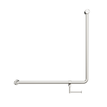 Mecca Care 32mm 90 Degree NZ4121 Accessible Toilet Grab Rail 750X750mm With Toilet Roll Holder Brushed Nickel