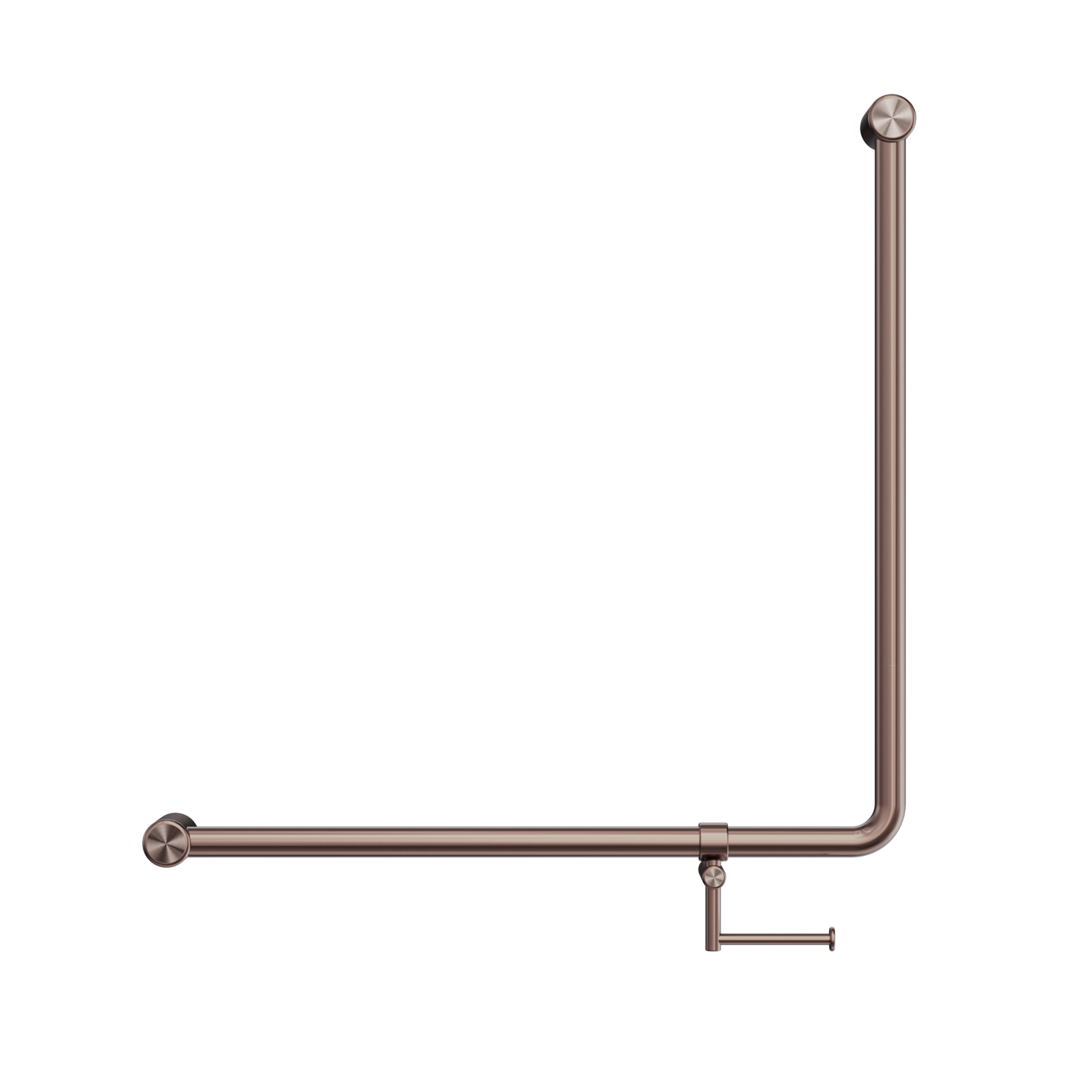 Mecca Care 32mm 90 Degree NZ4121 Accessible Toilet Grab Rail 750X750mm With Toilet Roll Holder Brushed Bronze