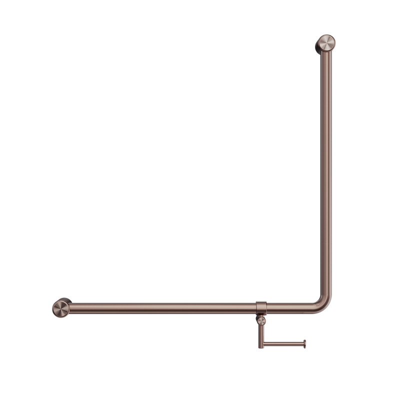 Mecca Care 32mm 90 Degree NZ4121 Accessible Toilet Grab Rail 750X750mm With Toilet Roll Holder Brushed Bronze