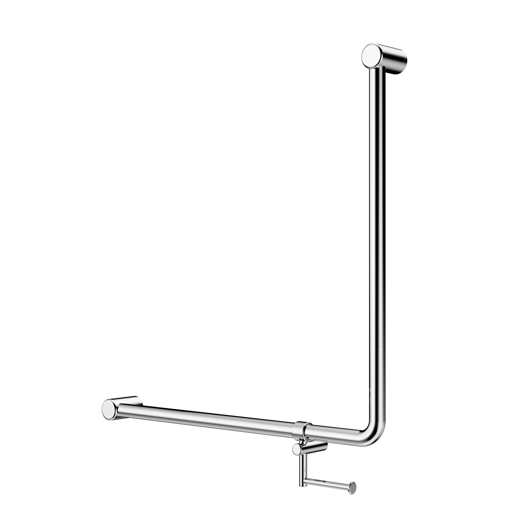 Mecca Care 32mm 90 Degree NZ4121 Accessible Toilet Grab Rail 750X750mm With Toilet Roll Holder Chrome