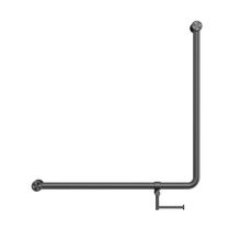 Mecca Care 32mm 90 Degree NZ4121 Accessible Toilet Grab Rail 750X750mm With Toilet Roll Holder Gun Metal