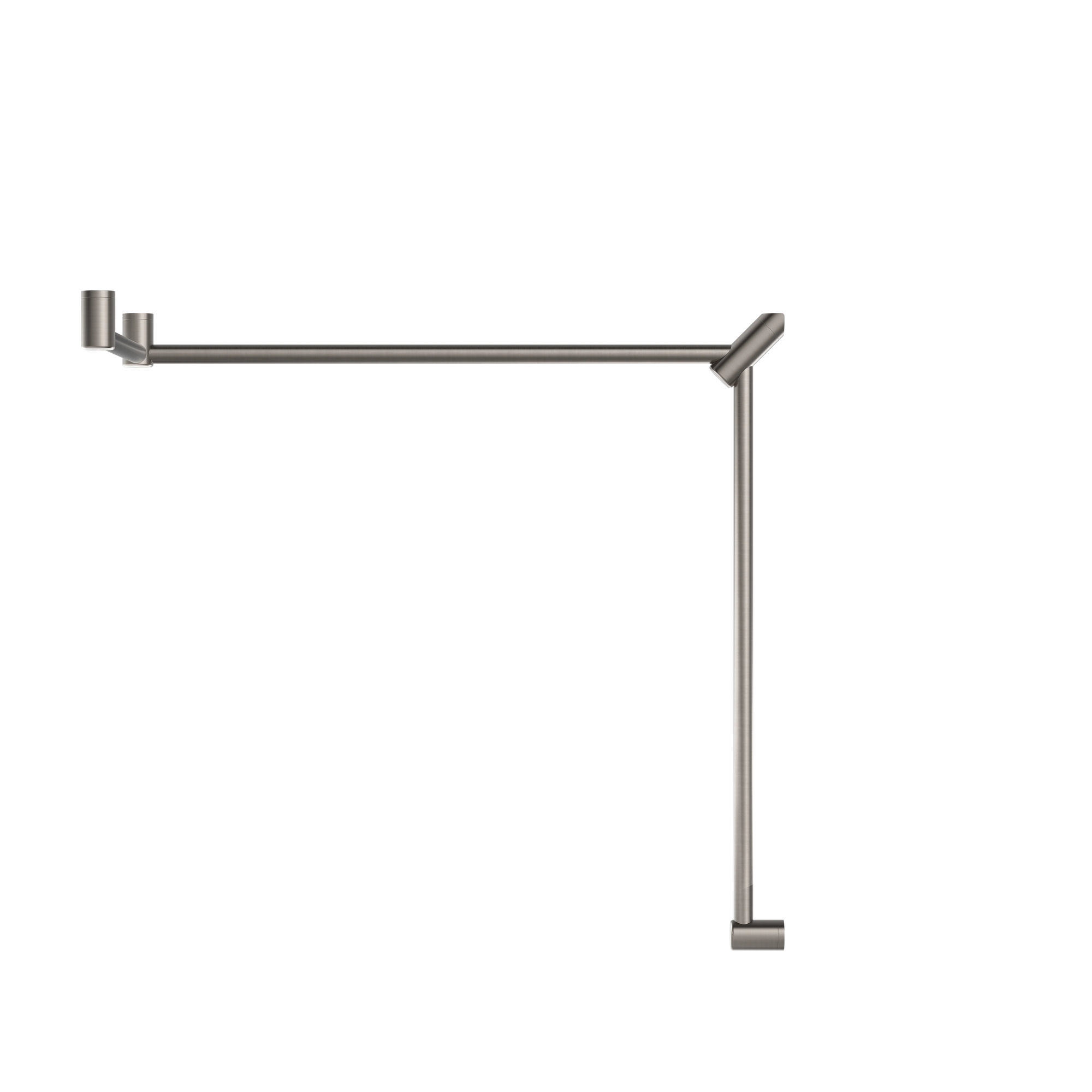 Mecca Care 32mm DDA Accessible Toilet Grab Rail Set 90 Degree Continuous 600X1065X1025mm Brushed Nickel