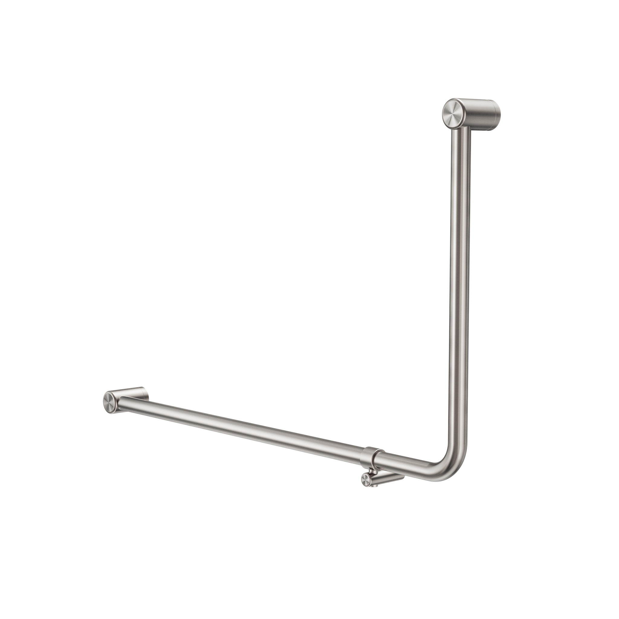 Mecca Care 32mm DDA Accessible Toilet 90 Degree Bent Tube Grab Rail 600X1000mm Brushed Nickel