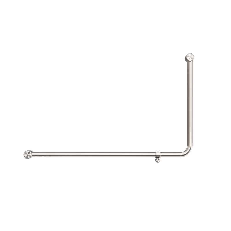 Mecca Care 32mm DDA Accessible Toilet 90 Degree Bent Tube Grab Rail 600X1000mm Brushed Nickel