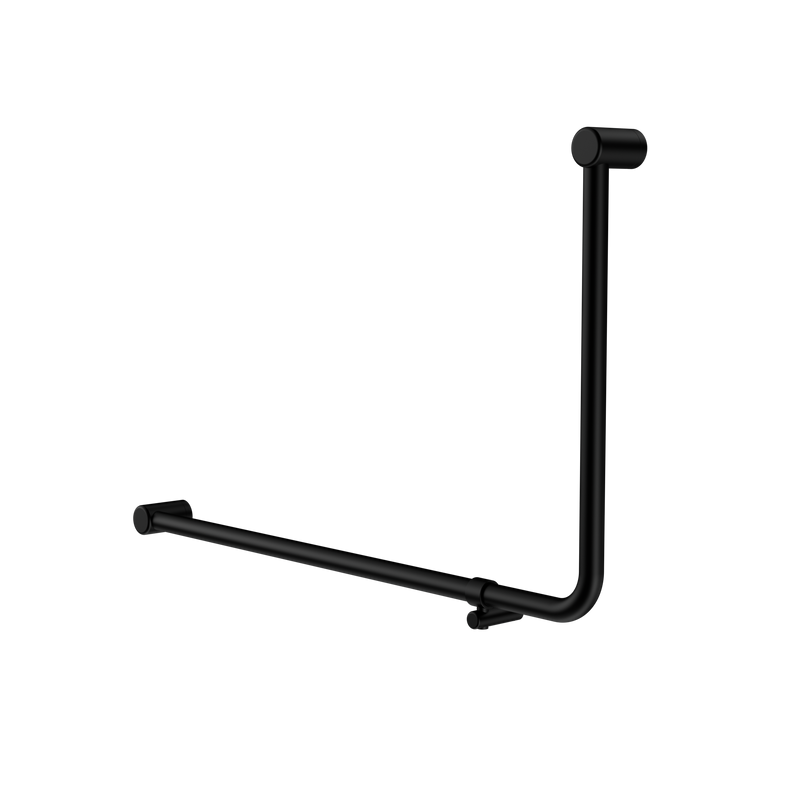 Mecca Care 32mm DDA Accessible Toilet 90 Degree Bent Tube Grab Rail 600X1000mm Matte Black