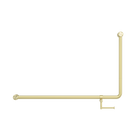 Mecca Care 32mm DDA Accessible Toilet 90 Degree Bent Tube Grab Rail 600X1000mm With Toilet Roll Holder Brushed Gold
