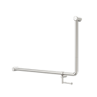 Mecca Care 32mm DDA Accessible Toilet 90 Degree Bent Tube Grab Rail 600X1000mm With Toilet Roll Holder Brushed Nickel