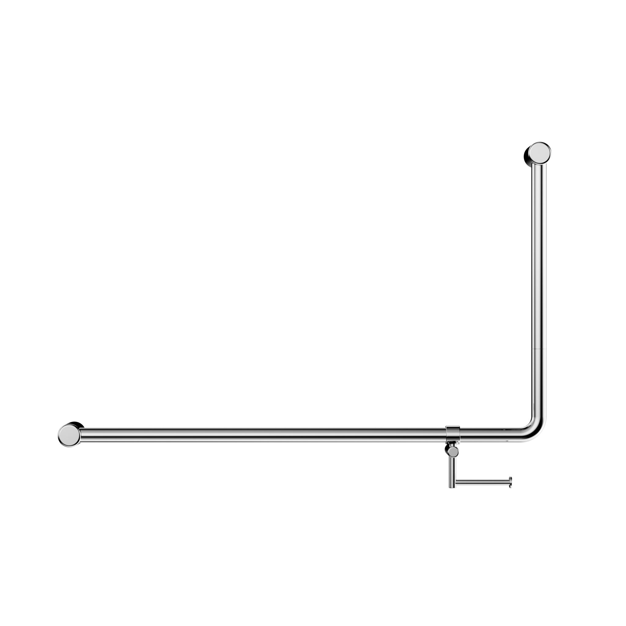 Mecca Care 32mm DDA Accessible Toilet 90 Degree Bent Tube Grab Rail 600X1000mm With Toilet Roll Holder Chrome