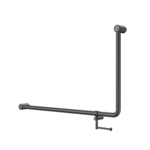 Mecca Care 32mm DDA Accessible Toilet 90 Degree Bent Tube Grab Rail 600X1000mm With Toilet Roll Holder Gun Metal