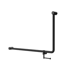 Mecca Care 32mm DDA Accessible Toilet 90 Degree Bent Tube Grab Rail 600X1000mm With Toilet Roll Holder Matte Black