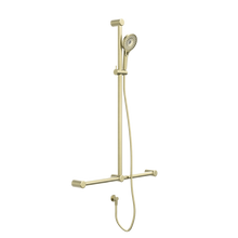 Mecca Care 32mm T Bar Grab Rail And Adjustable Shower Set 1100X750mm Brushed Gold