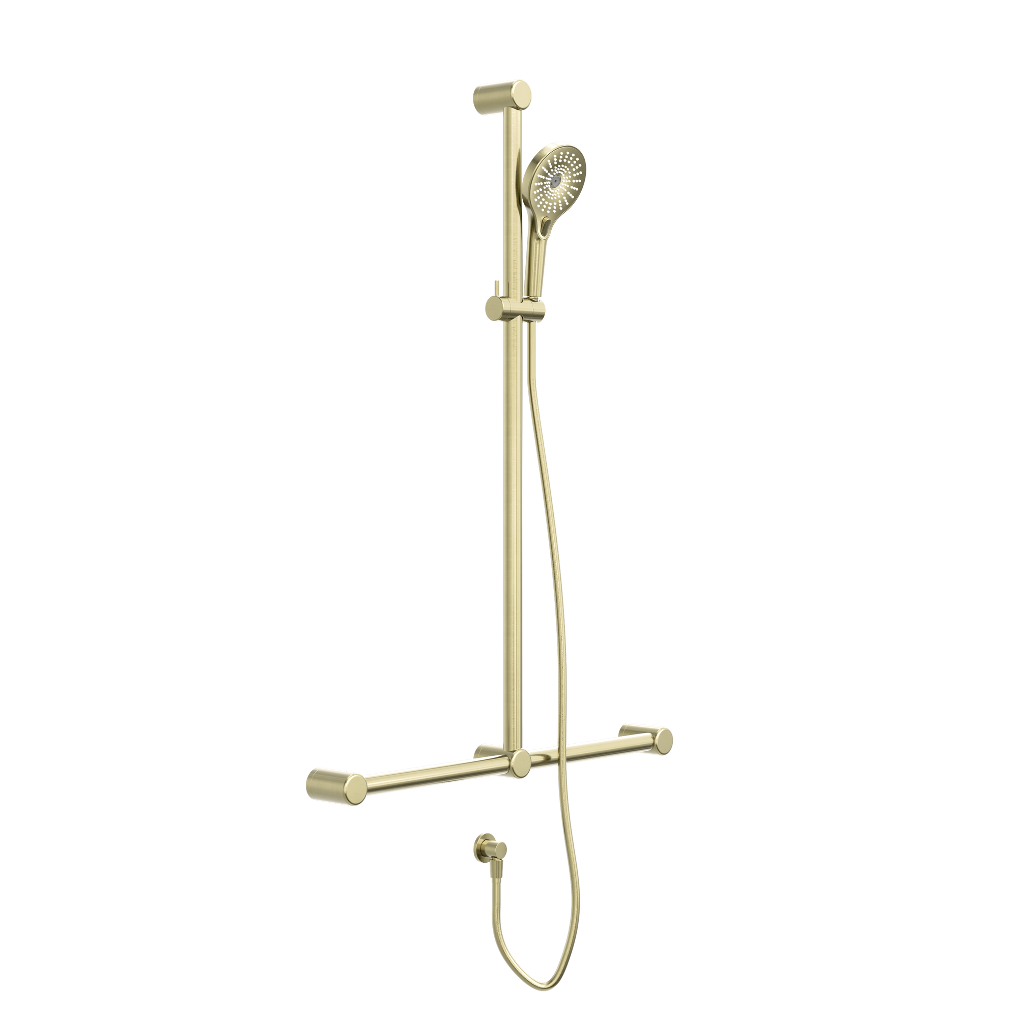 Mecca Care 32mm T Bar Grab Rail And Adjustable Shower Set 1100X750mm Brushed Gold