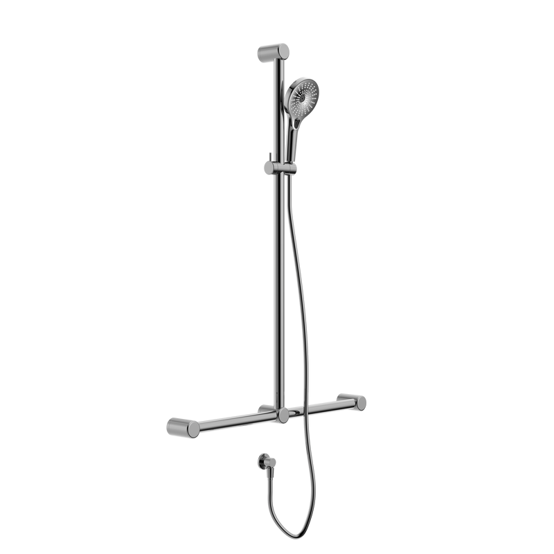 Mecca Care 32mm T Bar Grab Rail And Adjustable Shower Set 1100X750mm Chrome