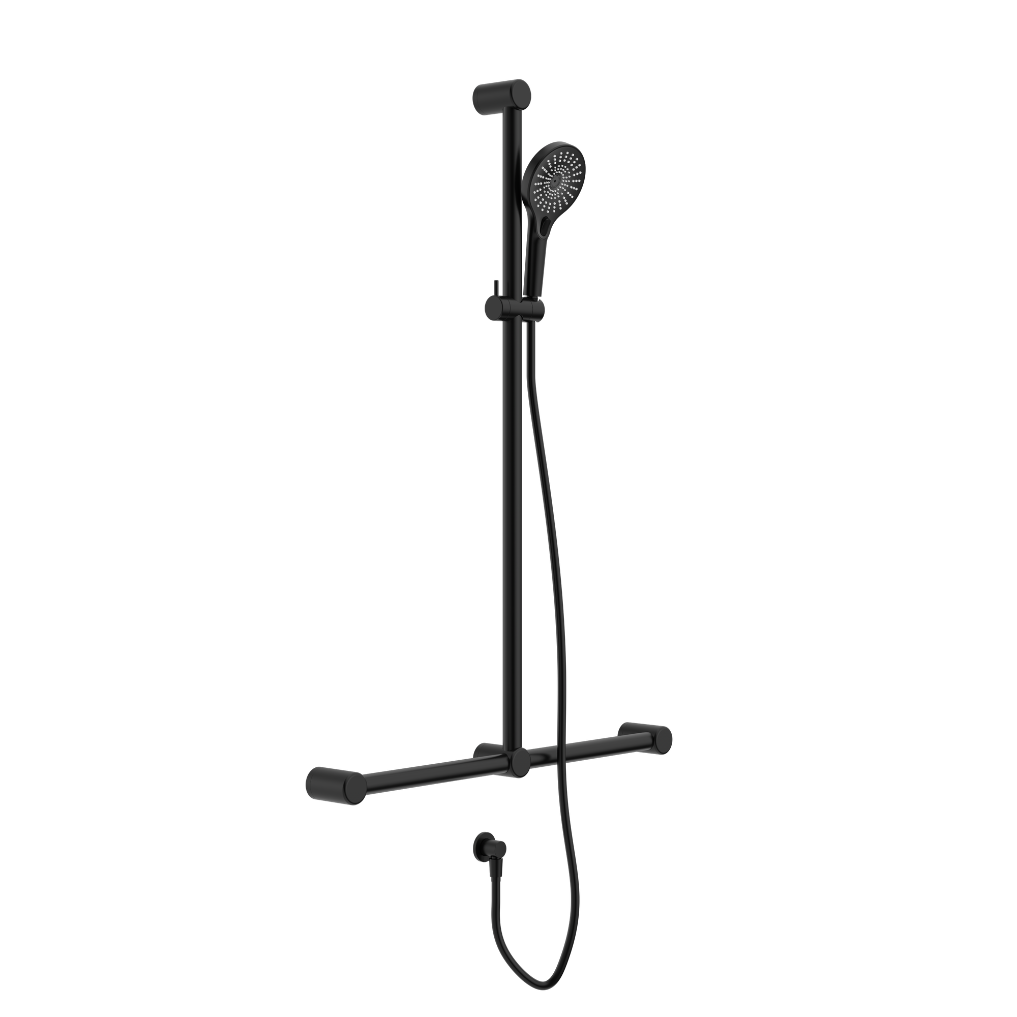Mecca Care 32mm T Bar Grab Rail And Adjustable Shower Set 1100X750mm Matte Black