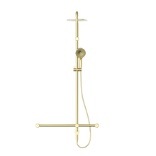 Mecca Care 32mm T Bar Grab Rail 1100x750mm Twin Shower Set Brushed Gold